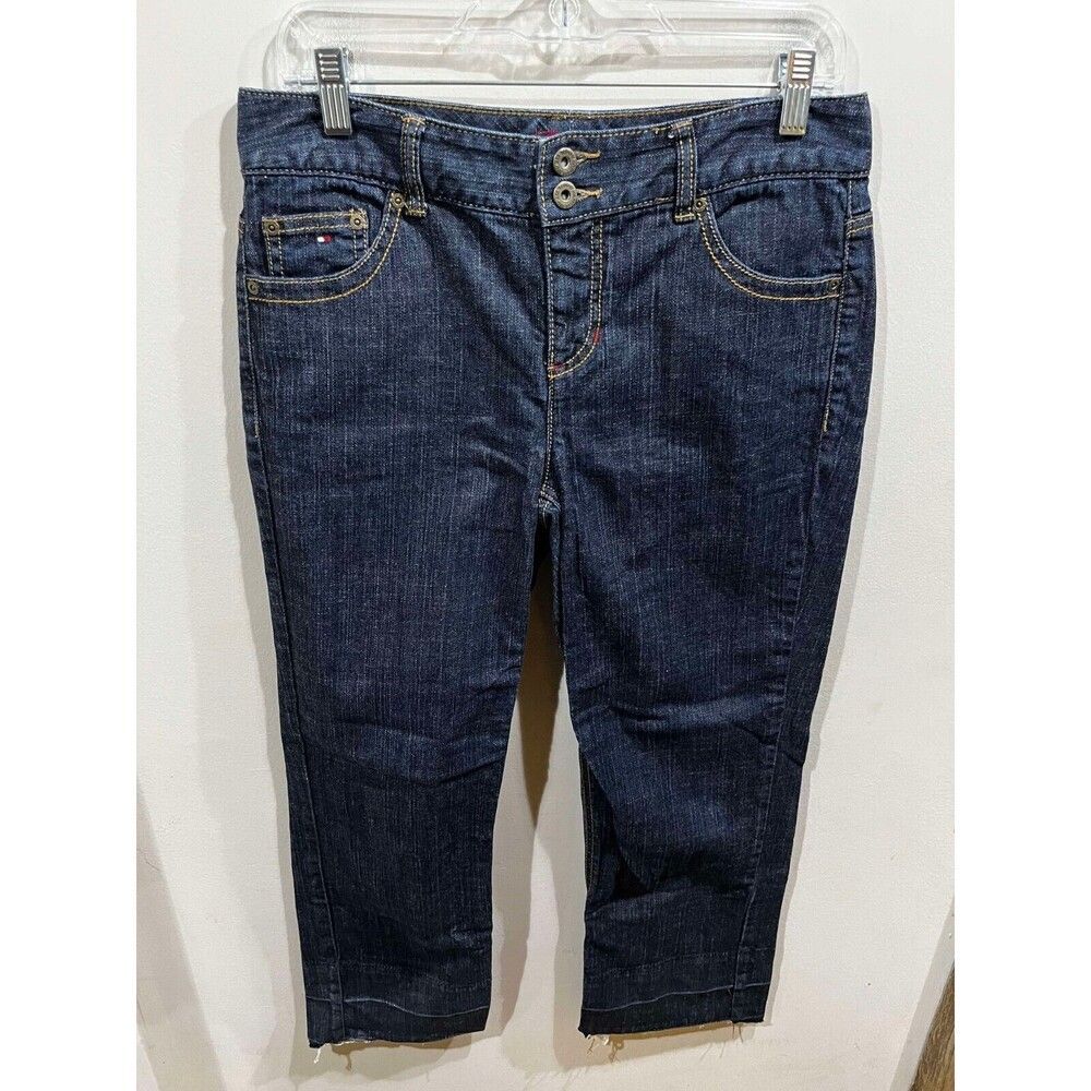 Tommy Hilfiger Jeans Womens Size 6 Mid Rise Straight Denim Unhemmed Y2K